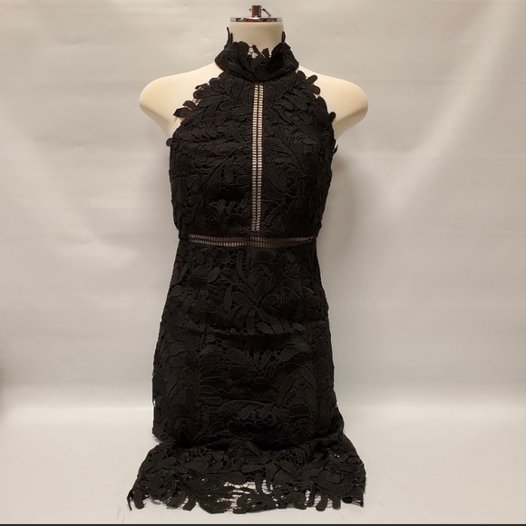 Bardot Halter Lace-Guipure Cocktail Dress - Picture 3 of 6